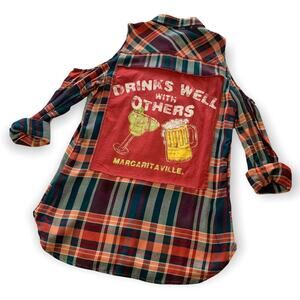 Via Penny Lane Reworked Apparel | Margaritaville Graphic Button Up Flannel Shirt